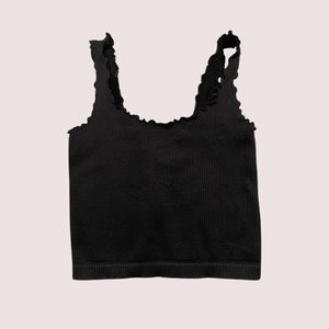 Basic Black Ribbed Crop Top
